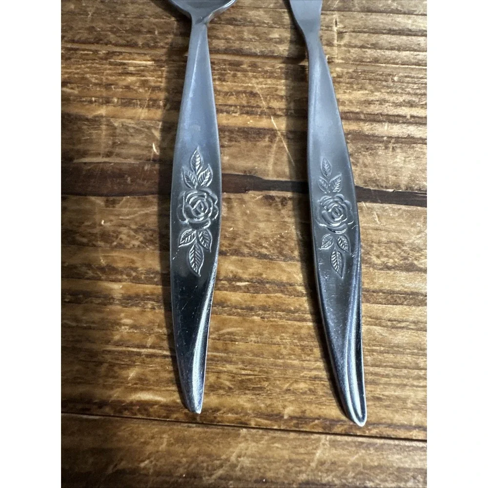 Hanford Forge Stainless AVON ROSE‎ Flatware BUTTER KNIFE & SUGAR SPOON Korea MCM